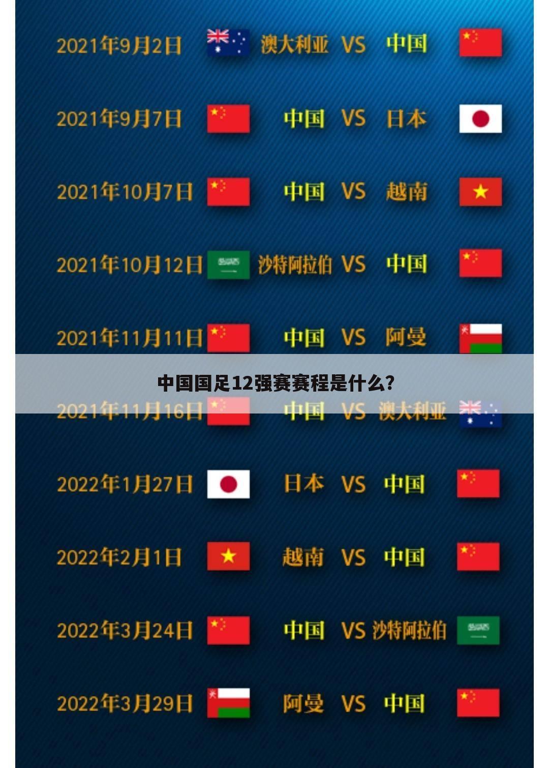 中国国足12强赛赛程是什么？